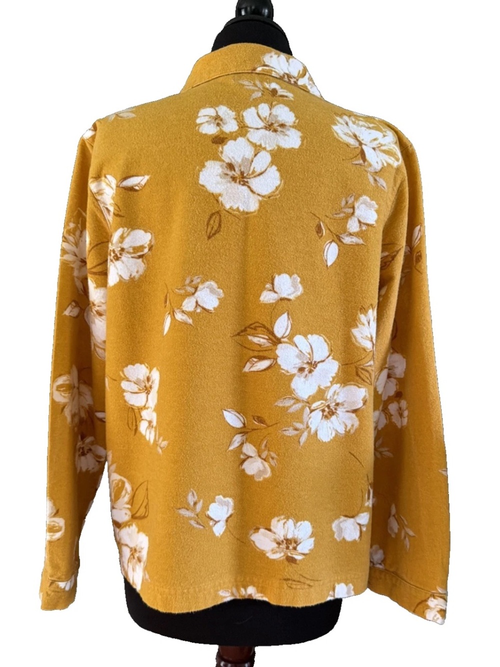 Garnet Hill Organic Cotton Heritage Flannel Pajamas Gold White Floral Sz Medium - Picture 14 of 15
